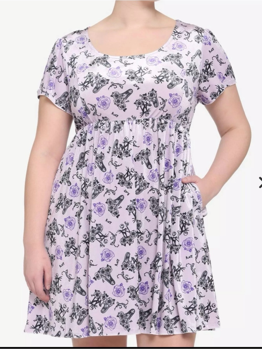 Hot Topic Disney Nightmare Before Christmas Jack & Sally Roses Velvet Dress 5